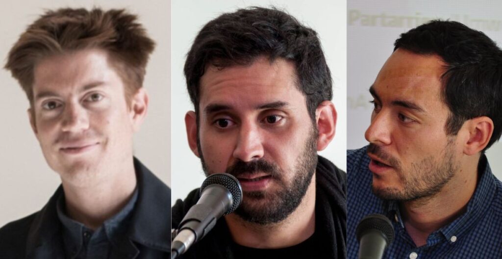 Fotografía dividida de tres hombres pertenecientes de Arquitectura UC