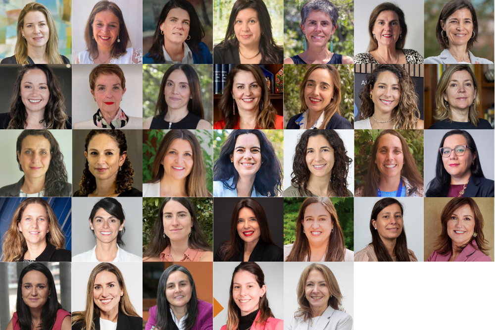 Collage de fotos faciales de 33 mujeres